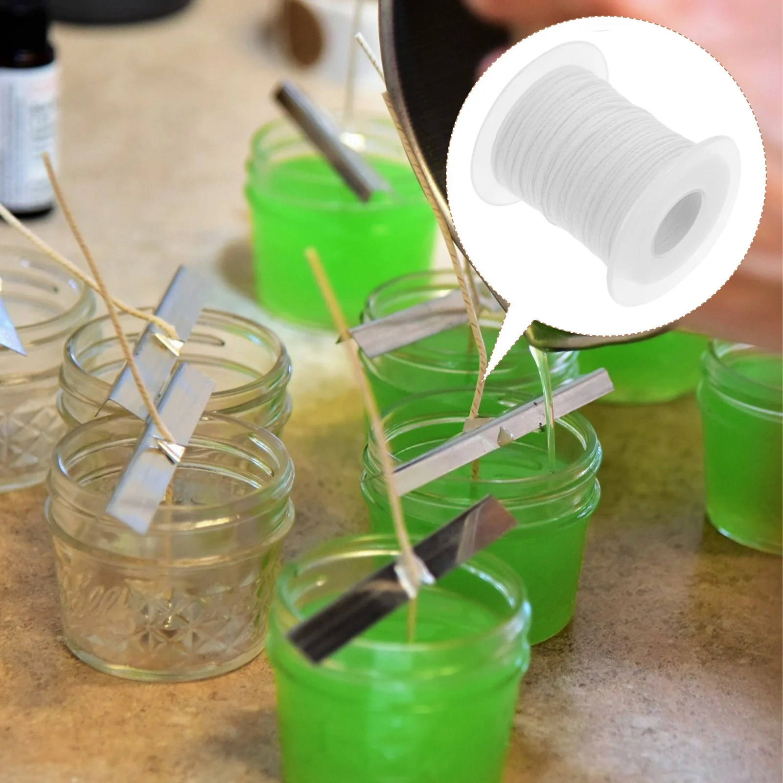 

1 Roll 61M 5.7X5.6Cm White Cotton Wick Spool For Diy Making Braided Wicks Compatible Metal Wick Tabs Wicks For