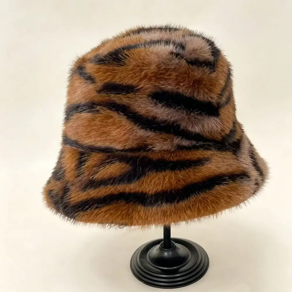 Small Tiger Pattern Face Show Fisherman's Hat British Japanese Style Fashion Autumn Winter Warm Casual Student Warm Bucket Cap