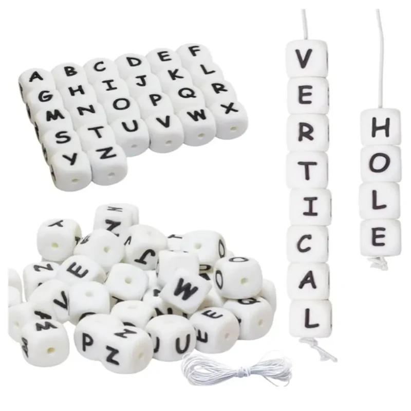 5000Pcs/Lot 12MM Baby Silicone Letters Beads BPA Free Teething Teethers English Alphabet Bead Food Grade DIY Name Accessories