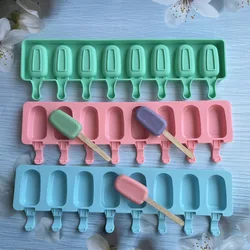 Large 8 Cavity Silicone Ice Cream Mold Simple Oval Square Chocolate Mousse Pudding Baking Mould Ice Cube Making Tray Container