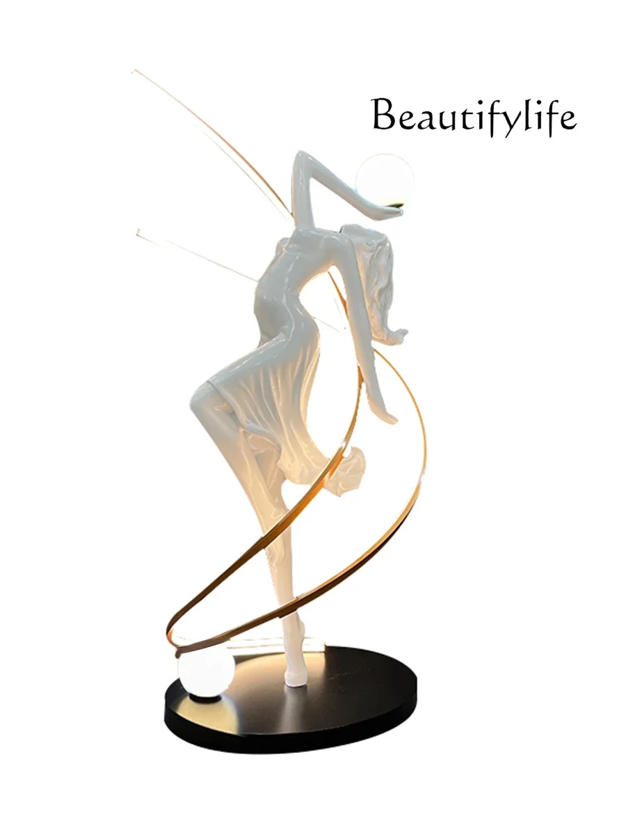 Italian-Style Light Luxury Figure Sculpture Decoration Home Stairs Dance Goddess Creative Floor Lamp Large Decoration