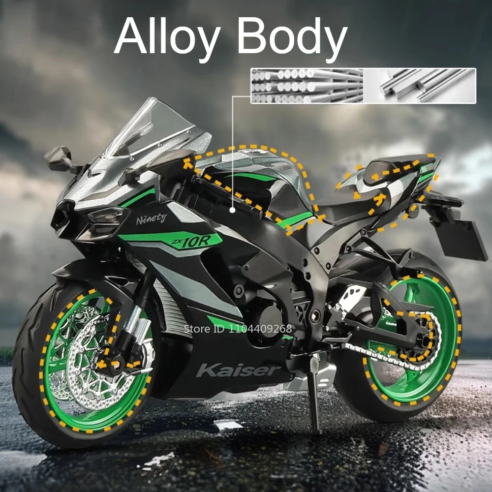1:12 스케일 가와사키 ZX-10R KX450 오토바이 장난감 모델 충격 흡수 연결 스티어링 레이싱 모터 모델 컬렉션 선물