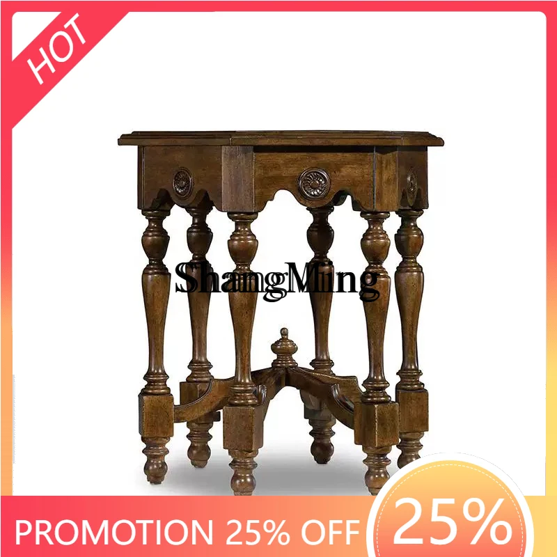 

CL solid wood edge corner table sofa side table living room with drawer small coffee table