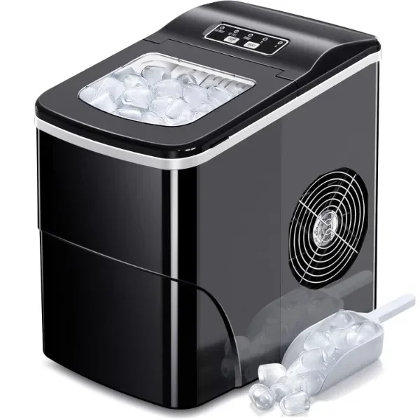 AGLUCKY Ice Makers Countertop مع التنظيف الذاتي، 26.5 رطل/24 ساعة، 9 مكعبات جاهزة في 6 ~ 8 دقائق، ماكينة صنع الثلج المحمولة