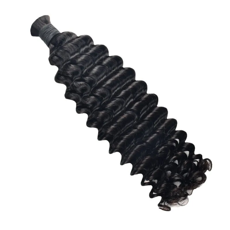 Capelli umani intrecciati ricci a onda profonda 12A per trecce Boho Capelli umani vergini brasiliani non trattati sfusi per intrecciare senza trama 95G