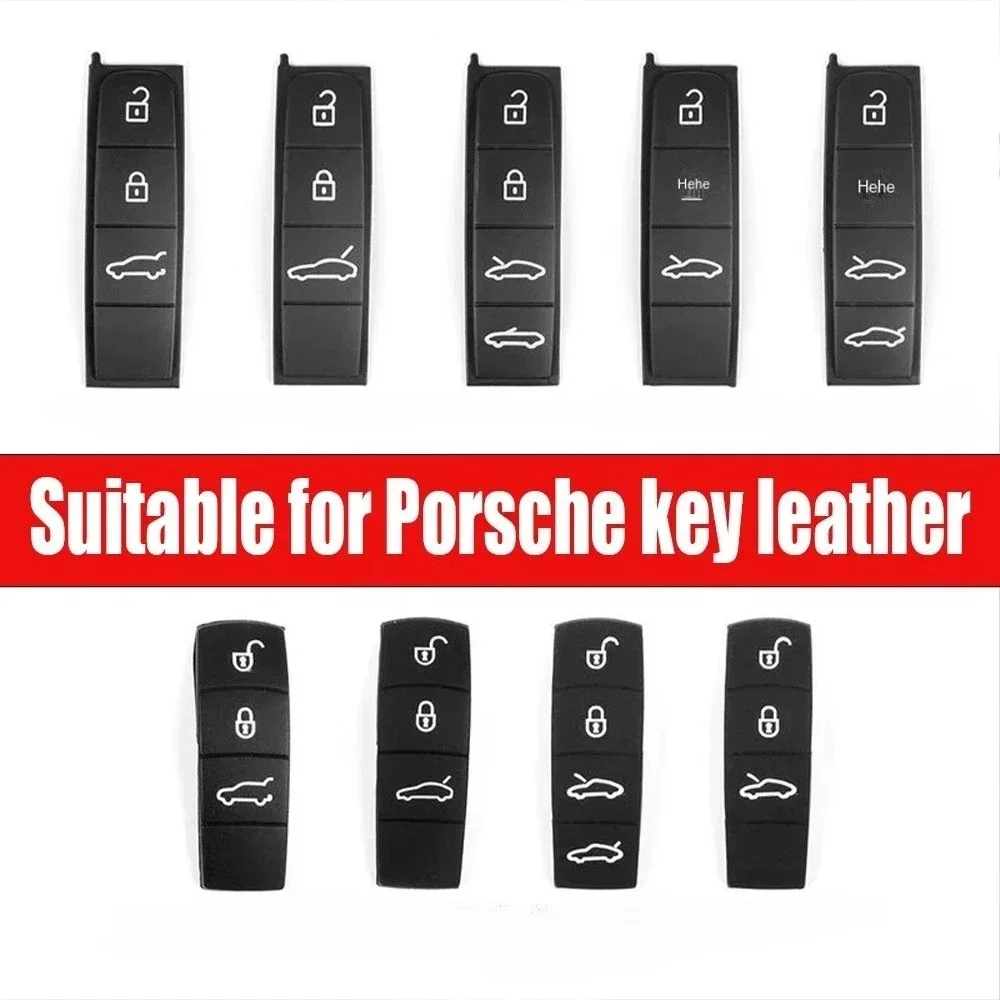 High Quality Remote Key Rubber Buttons Leather Cover for Porsche MACAN, CAYENNE, PANAMERA, 718, TAYCAN, and 911 Car Key Cover