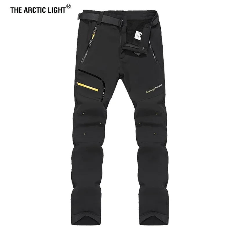 THE LIGHT 6XL Men Winter Inner Fleece Soft Hiking Pants Trekking Outdoor Sports Thermal Ski Male Trousers