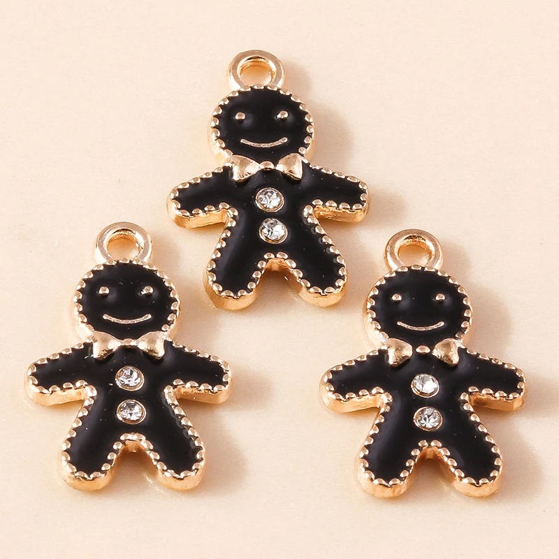 20 Stück 12x19mm Niedliche Kleine Emaille-Weihnachts-Lebkuchen-Anhänger für Schmuckherstellung, Halsketten, Ohrringe, DIY-Bastelbedarf – Detail 3