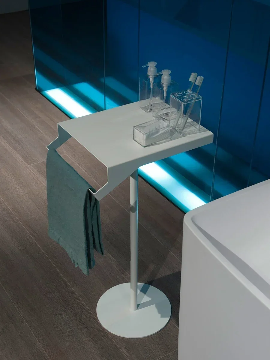 A  Nordic toilet bathroom rack stainless steel bathtub non-punching shelf floor shower gel towel storage rack