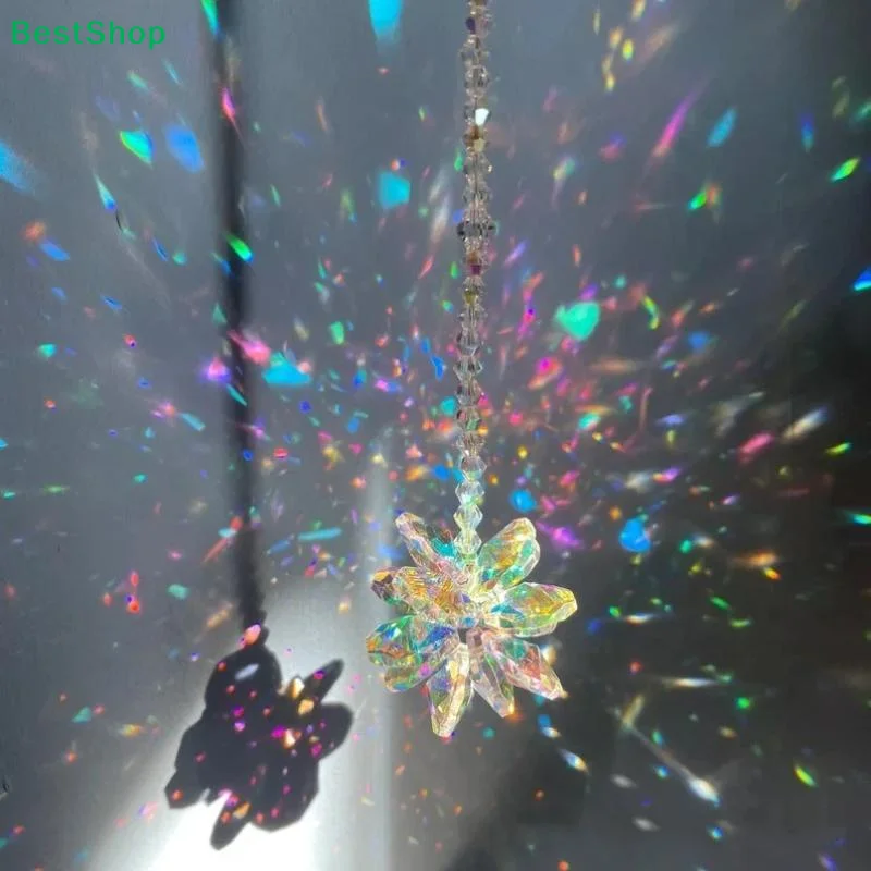 〔R〕Snowflake Crystal Sun Catcher,Rainbow Prism Hanging Ornament For Summer Window,Garden & Home Decor And Outdoor Garden Decor