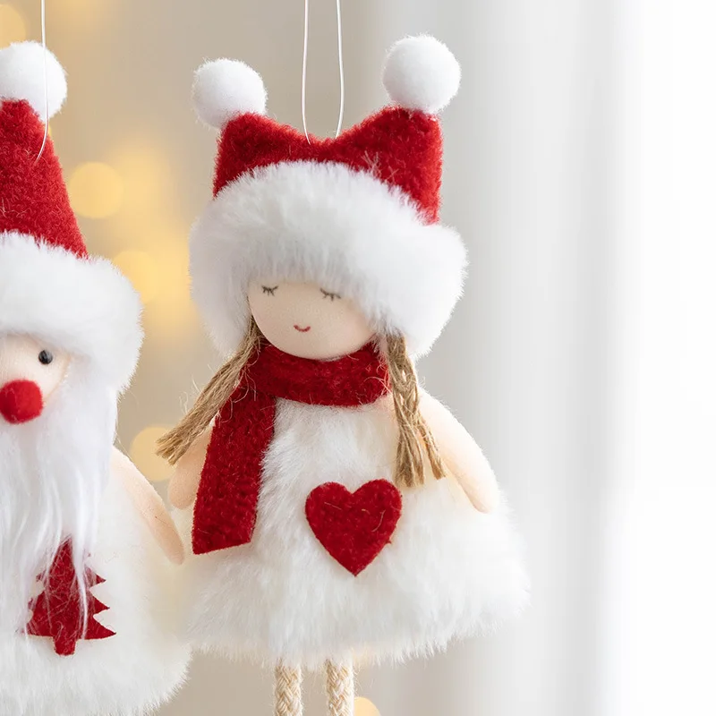 Christmas Decoration Plush Angel Girl Doll Pendant Xmas Tree Hanging Ornaments  Plush Santa Snowman Angel Pendant Decor Gift Toy