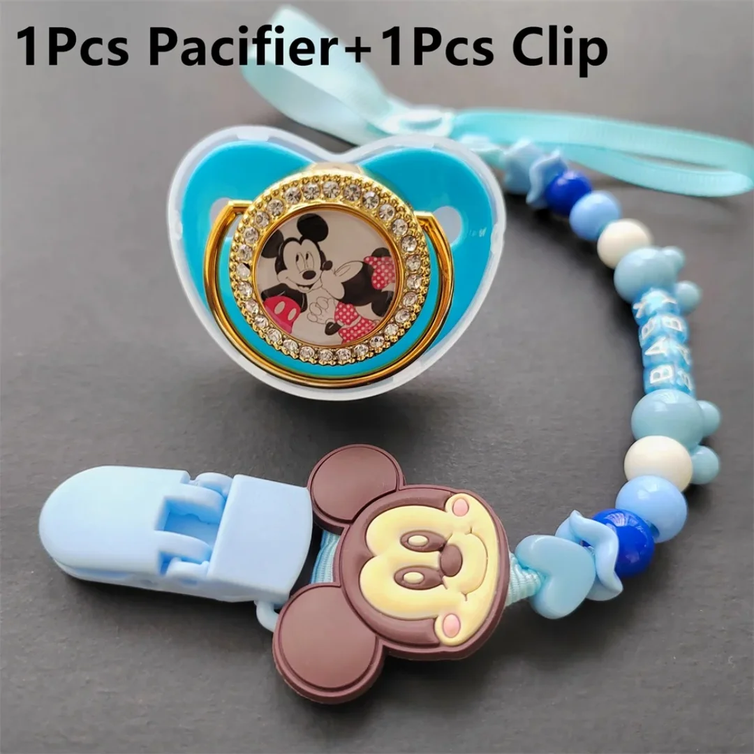 Newly designed printed crawl pants and baby pacifier chain clips BPA Free Deluxe Bling Pacifier silicone dummy pacifier Chupeta