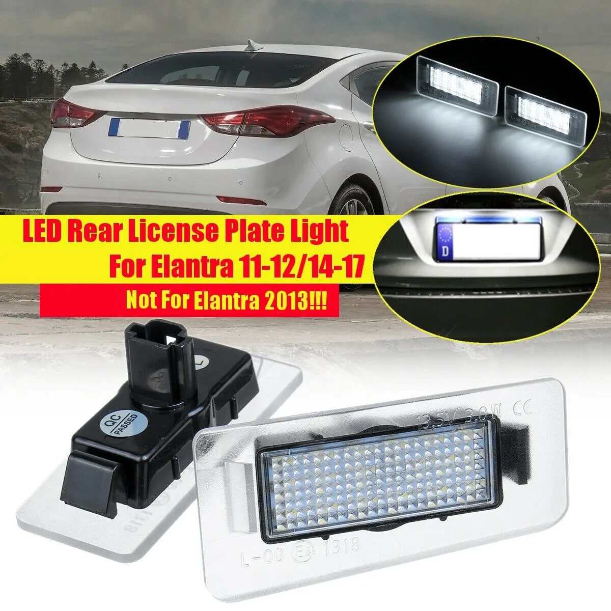 SMD carro matrícula luz LED, Hyundai Elantra 2011 2012 2014-2017