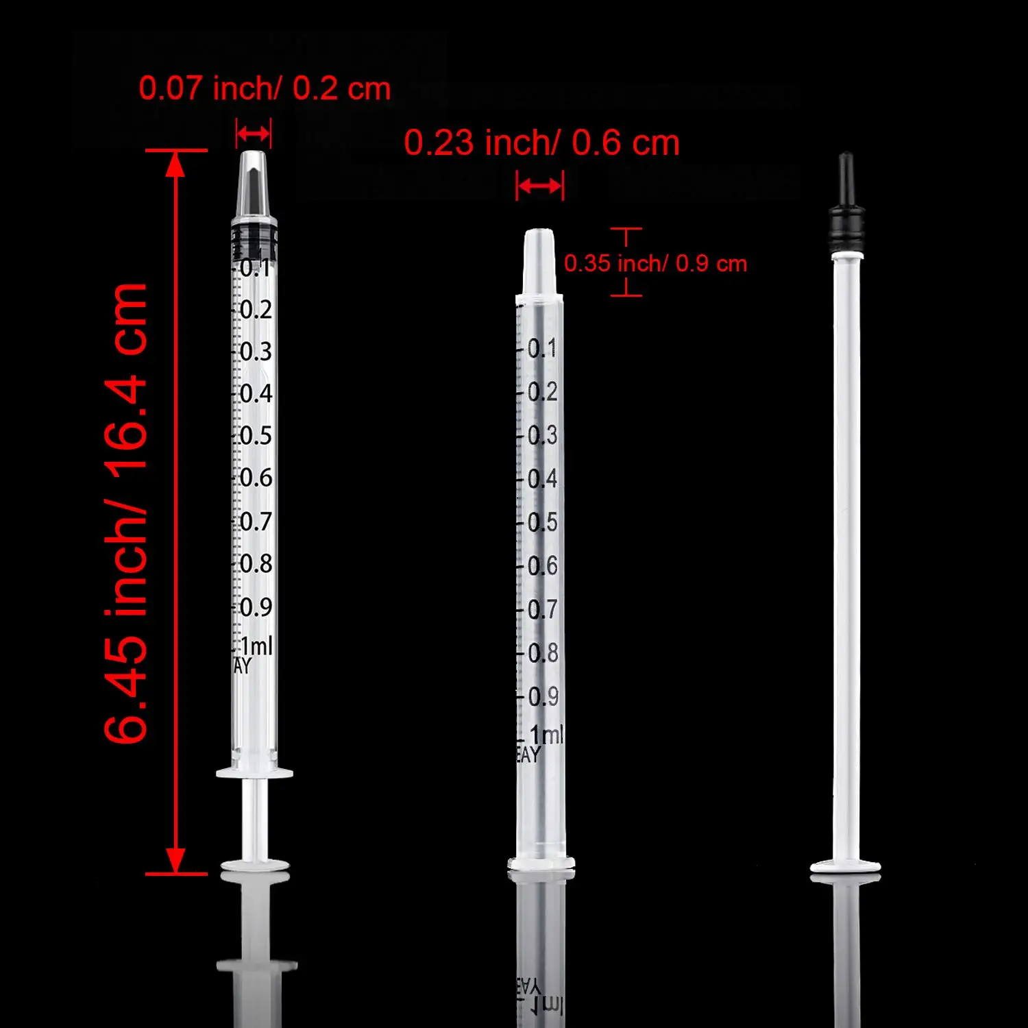 1 مل معقمة بشكل فردي يمكن التخلص منها - محاقن فم مستقيمة، عالية الدقة للمختبرات العلمية، عبوة من 100 قطعة #2