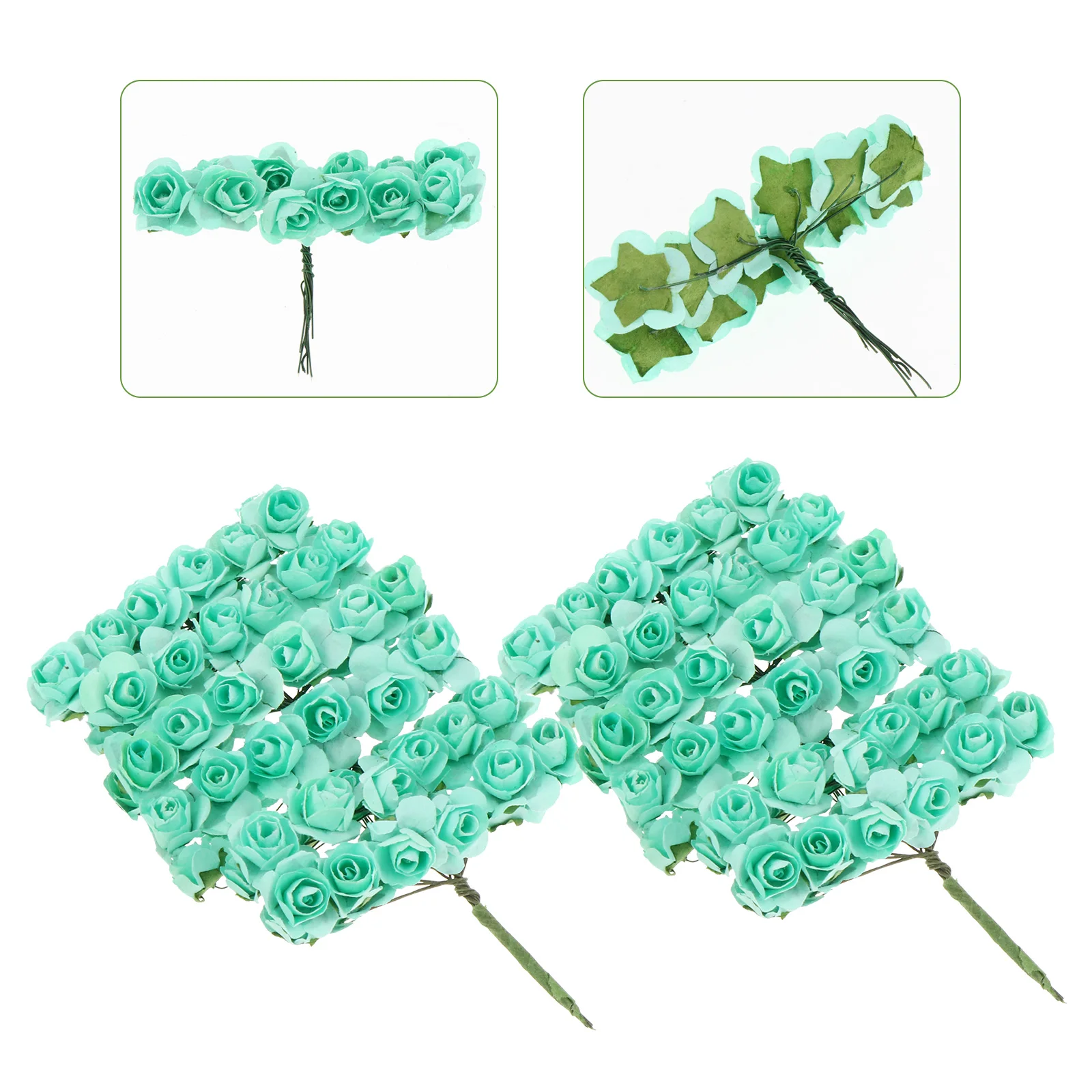 

144 Pcs Rose Wedding Paper Flowers Loose for Decorations Green Artificial Arrangement Bridesmaid