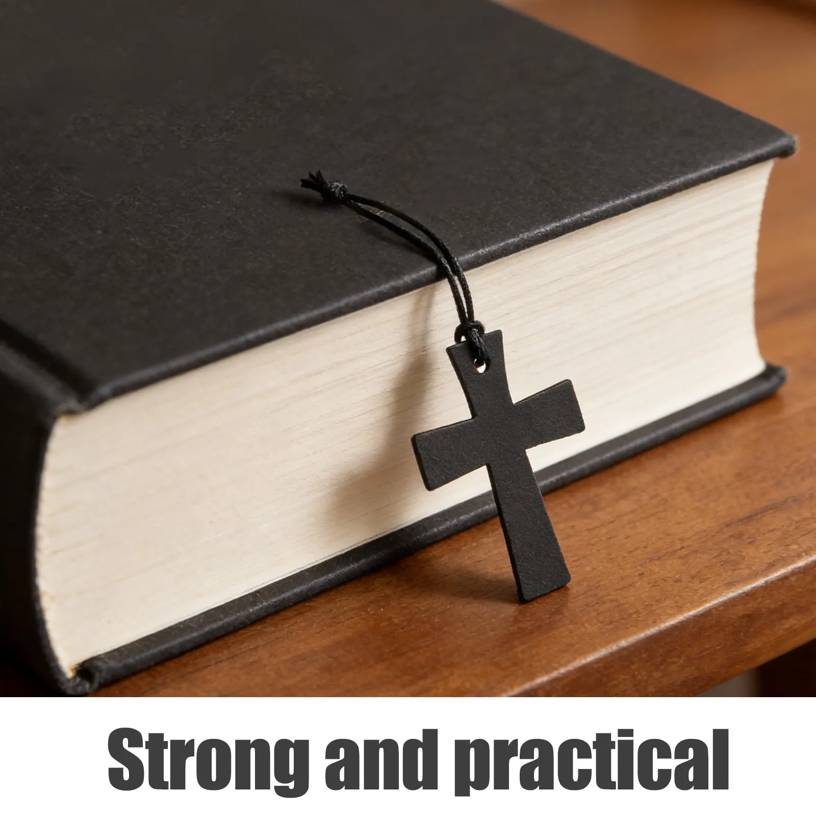 6Pcs Christian Cross PU Bible Bookmarks Bible Study Supplies Reading Page Markers for Men Women Black Book Marks for Books