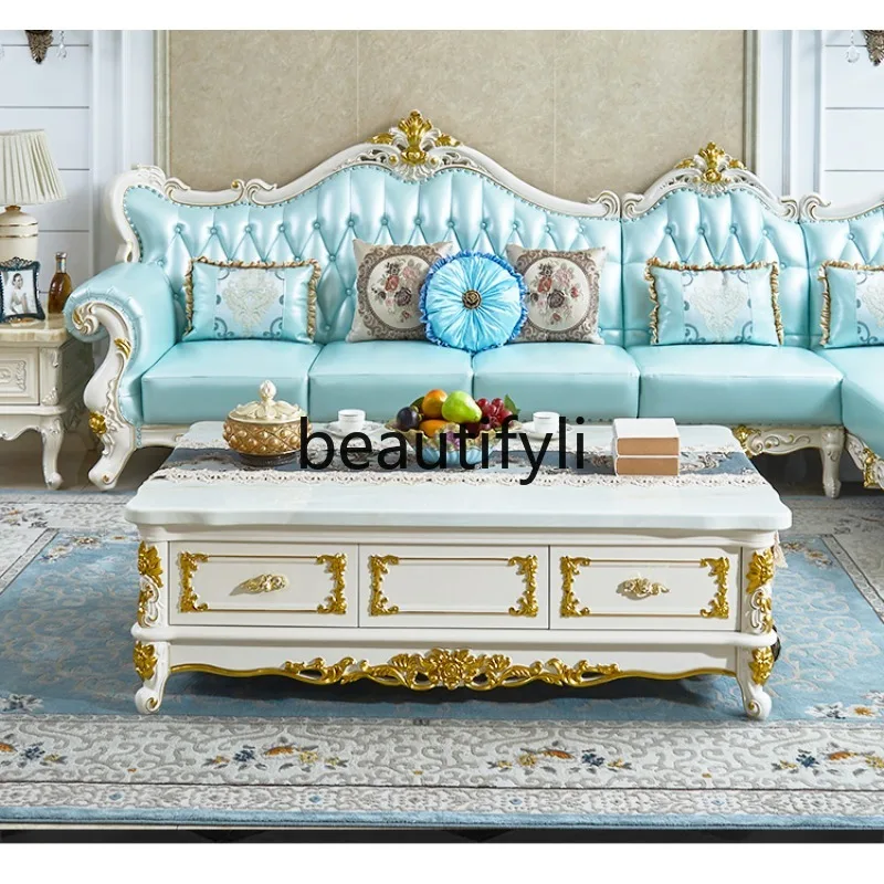 ชุดโต๊ะกาแฟและตู้วางทีวีไม้เนื้อแข็งหินอ่อนยุโรป สไตล์โมเดิร์นเรียบง่าย สำหรับห้องนั่งเล่น รูปทรงสี่เหลี่ยมผืนผ้า