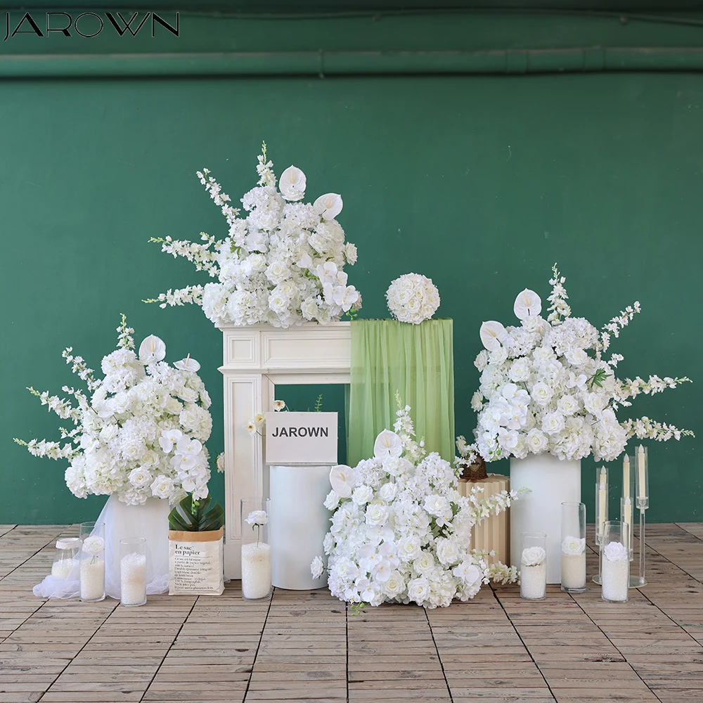

White Series Artificial Flowers Rose Delphinium Floor Flower Arrangement for Wedding Event Backdrop Decors Bridal Bouquet J2758