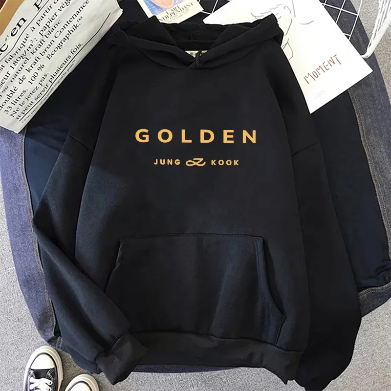 2024 JungKook Golden Hoodie Women Aesthetic Next To You Hoodies Unisex Album Letter Print Fashion Pullovers Sweatshirts Korea