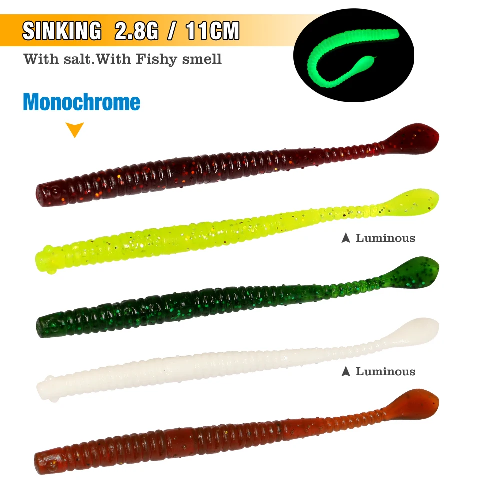 Neue 10 Stück Angelköder 10,5 cm TPE Schwimmender Slug Weicher Köder PVC Sinkender Regenwurm Künstlicher Wobbler Wurm Silikonköder Meeresgerät – Detail 4