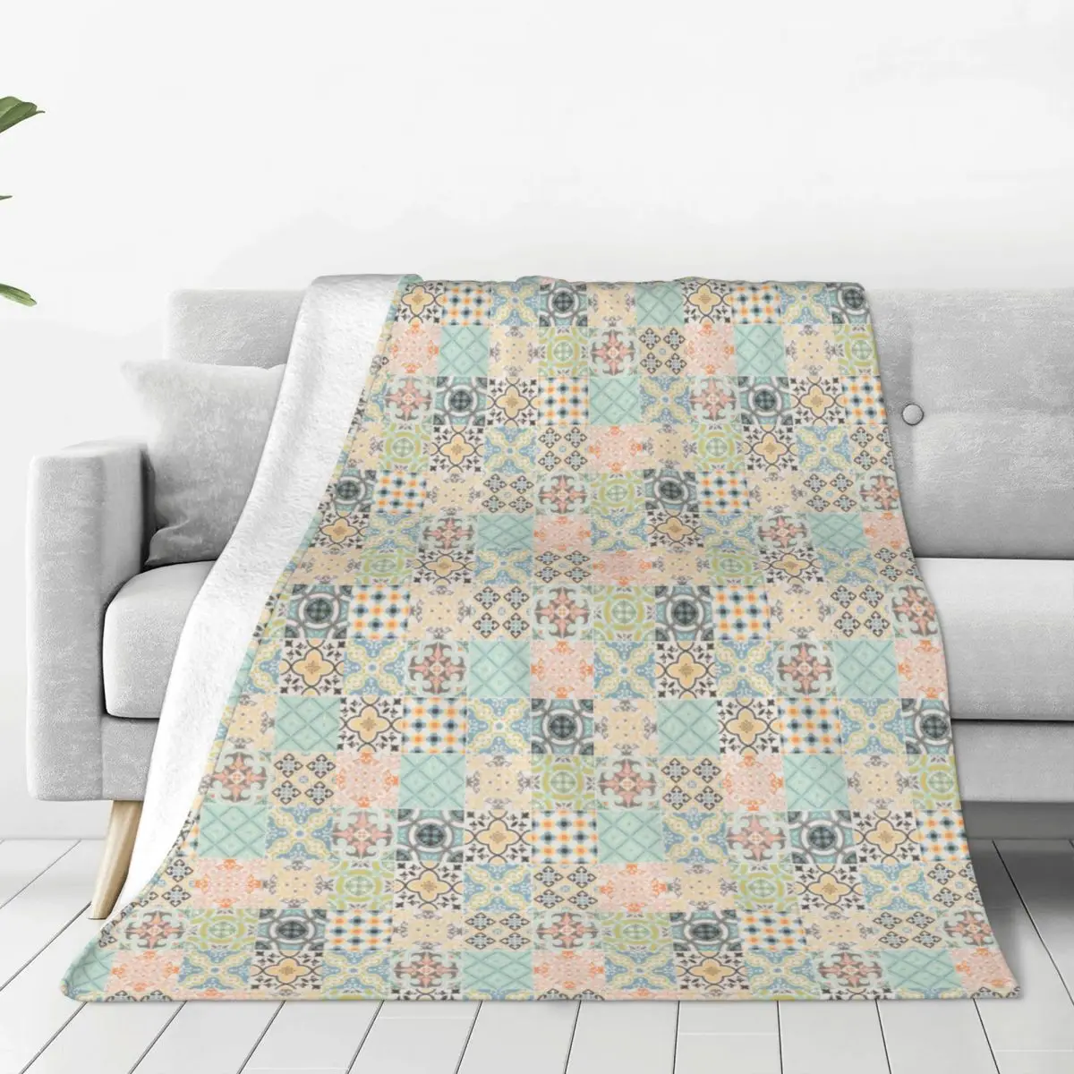 Custom Bohemian Wallpaper Blankets Warm Flannel Throw Blanket for Home Bedroom Sofa