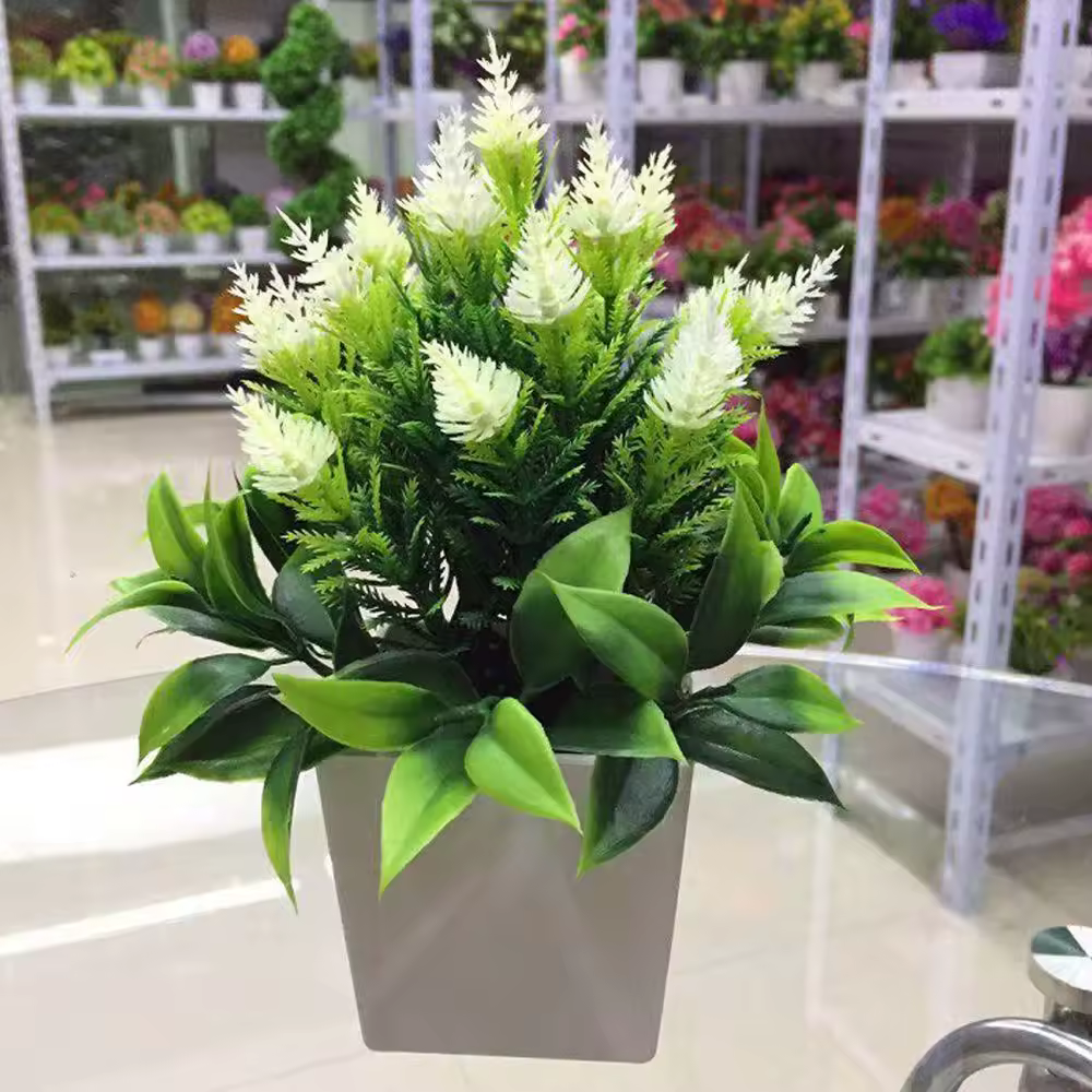 New Artificial Potted Plant With Pot Bonsai Faux Silk Flower Indoor Outdoor Home Garden Office Decoration Plants Ornements