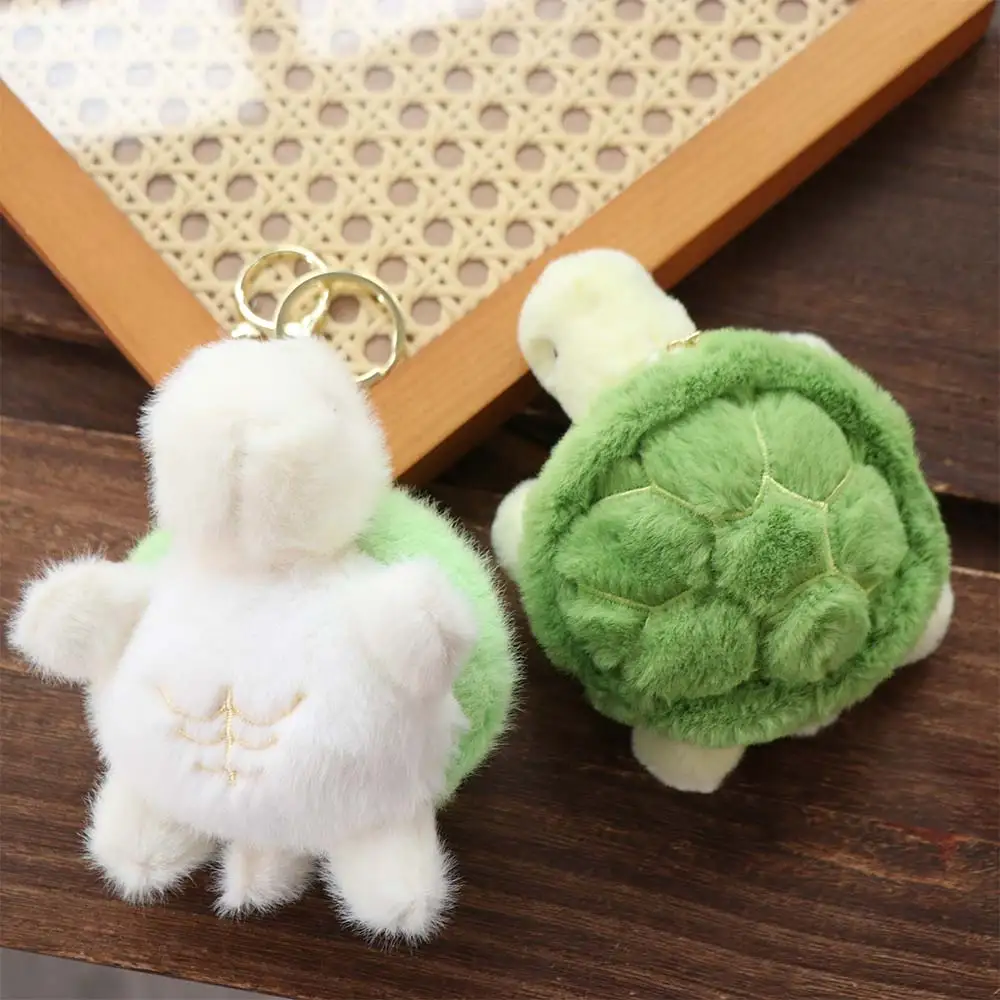 

Squeaking Pulling Turtle Plush Keychain With Sound Cartoon Plush Turtle Key Ring PP Cotton Pull Green Doll Key Ring Couple Gift