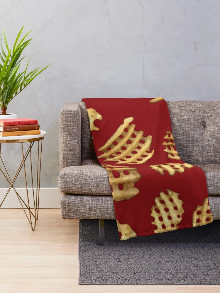 Crunchy Waffle Fries Throw Blanket Luxury Designer Sofa Quilt Plaid on the sofa wednesday Blankets