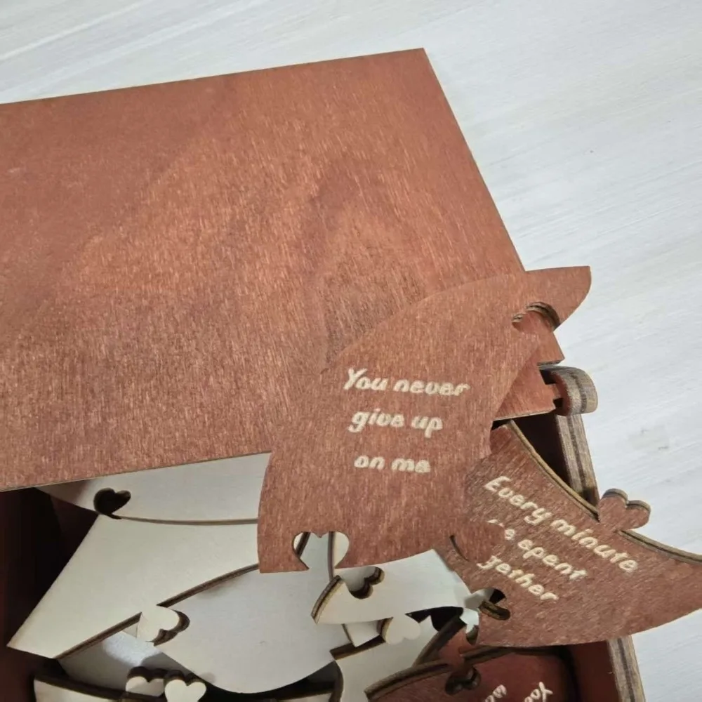 Wooden Material Wooden Heart Puzzle Heart Shape Puzzle Box Style Reasons Puzzle Box Interactive Design Romantic Gift Puzzle