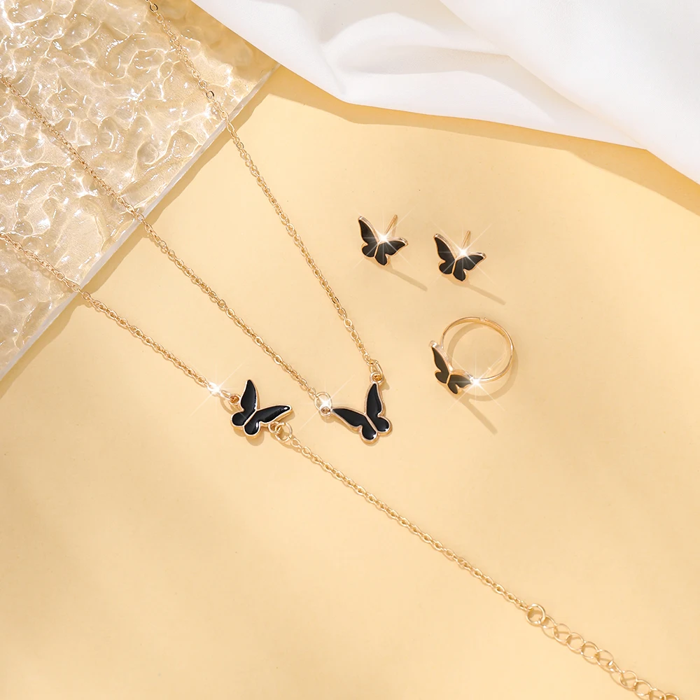 5pcs Exquisite And Elegant Butterfly Pendant Earrings Bracelet Ring And Necklace Perfect As Gift Birthdays Any Special Occasion image 4