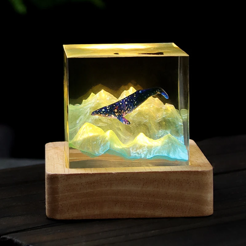 5 سنتيمتر مكعب الكائن الراتنج الجدول ضوء الإبداعية فن الديكور مصباح الحوت الجبلي موضوع ضوء الليل USB تهمة #1