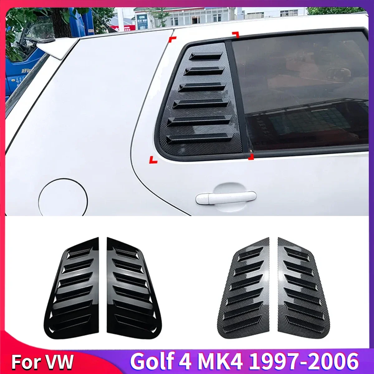 For VW Golf 4 MK4 1997-2006 Car Rear Window Shutter Cover Trim Window Louver Side Vent Trim Body Kits Accessories Auto Parts