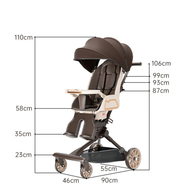 Baby stroller Lightweight shock absorbent folding can sit and lie two-way high view stroller baby car