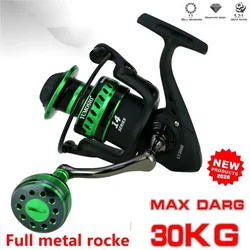 All metal salt water surf spinning fishing reel 2000-7000 Spinning Fishing Reel Green 14 Bearing Balls 27KG Max Drag