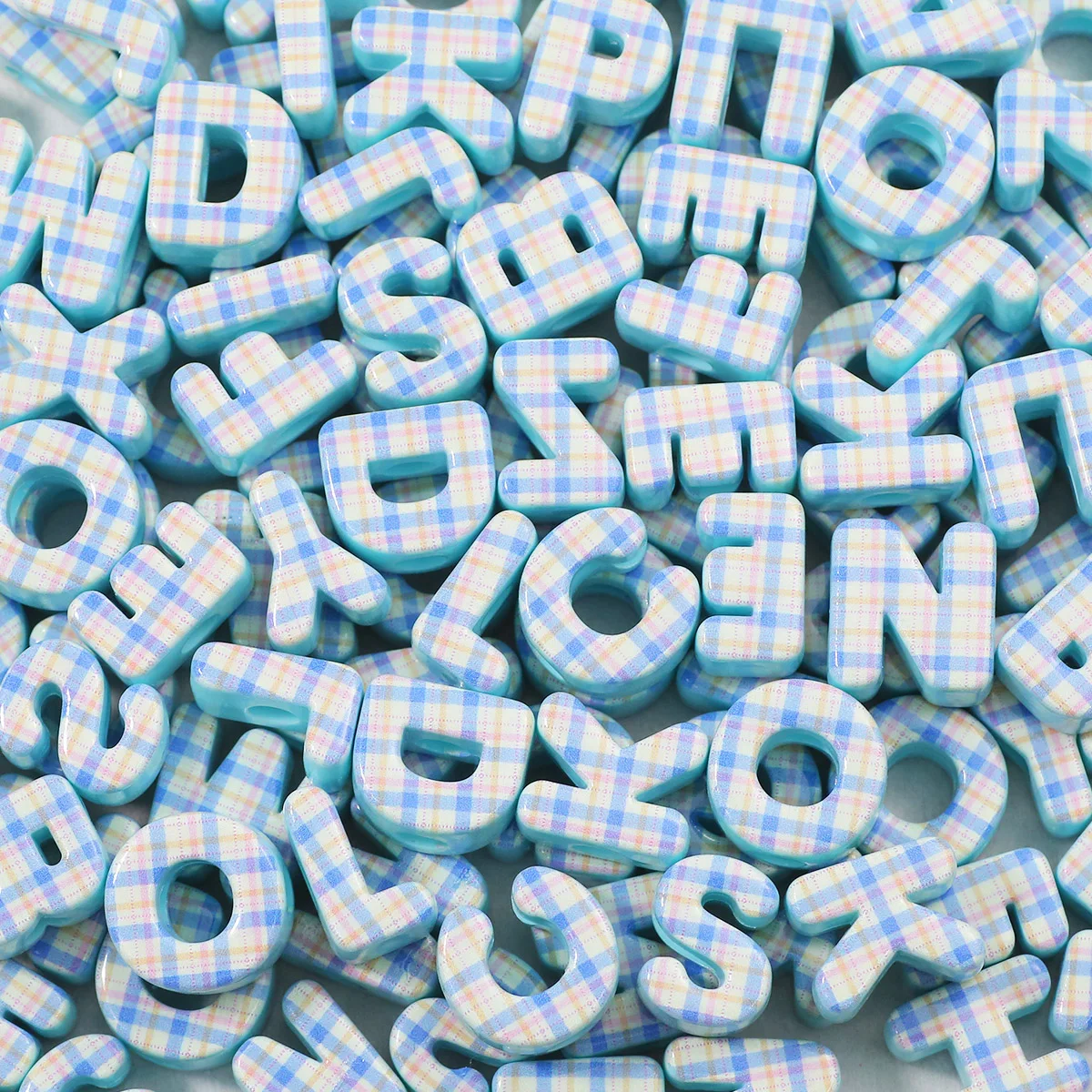 6 مللي متر الاكريليك الحروف المطبوعة الأزرق اليدوية DIY بها بنفسك صنع المجوهرات الخرز فضفاض الخرز سوار إكسسوارات عقد #3