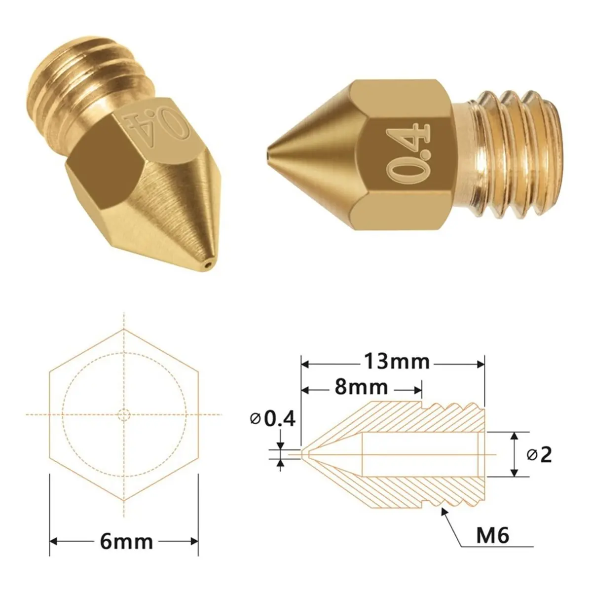 33PCS 3D Printer Extruder Nozzles Stainless Steel 0.4mm MK8 Nozzles Cleaning Needles with Wrenches Tweezers