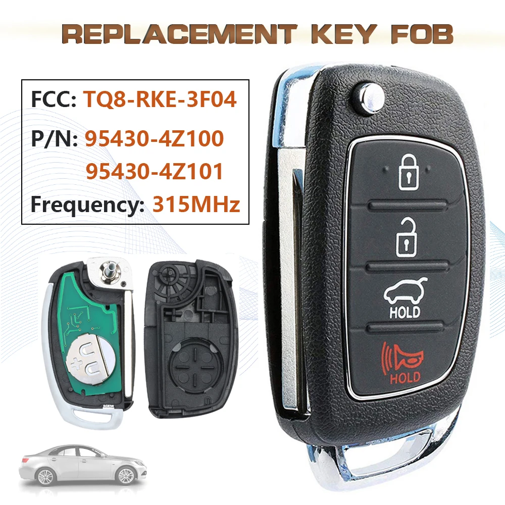 KEYECU 315MHz FCC:TQ8-RKE-3F04 Smart Remote Key Fob HY20 Blade P/N: 95430-4Z100,4Z101 for 2013 2014 2015 2016 Hyundai Santa Fe 