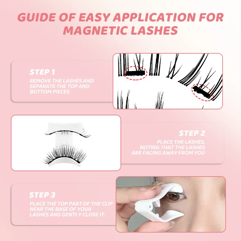 Künstliche Nerzwimpern 3D Magnetische Natürliche Falsche Wimpern Großhandels-Set Wiederverwendbare Magnetwimpern mit Pinzette – Detail 4