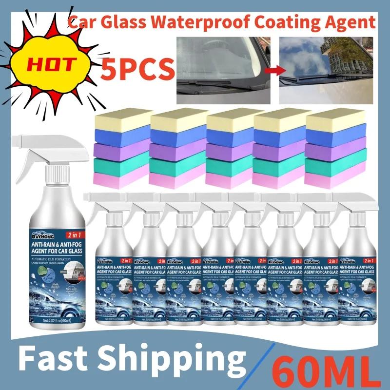 60ML Car Glass Rainproof Anti Fog Spray Hydrophobic Coating Water Repellent For Car Windshield Car Side Mirror Motorcycle Helmet