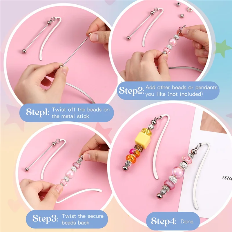 

J1UL1N 20 Pcs Beadable Bookmarks DIY Metal Blank Bar Bookmark Silver For Beads Modern Beaded Bookmark Craft Jewelry Pendant