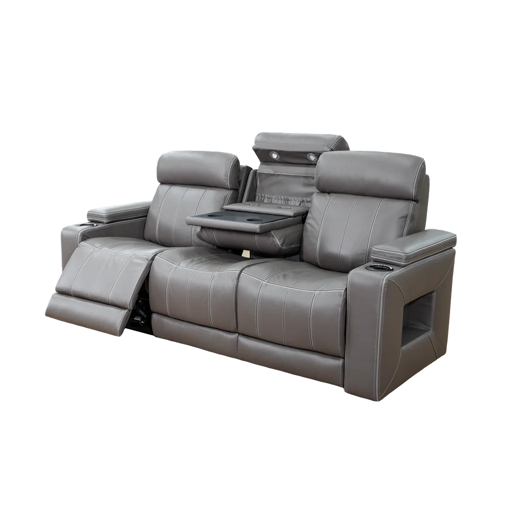 

#Luxury Modern Wood Extendable Genuine Leather 3 Seater Power Electric Recliner Sofa Set