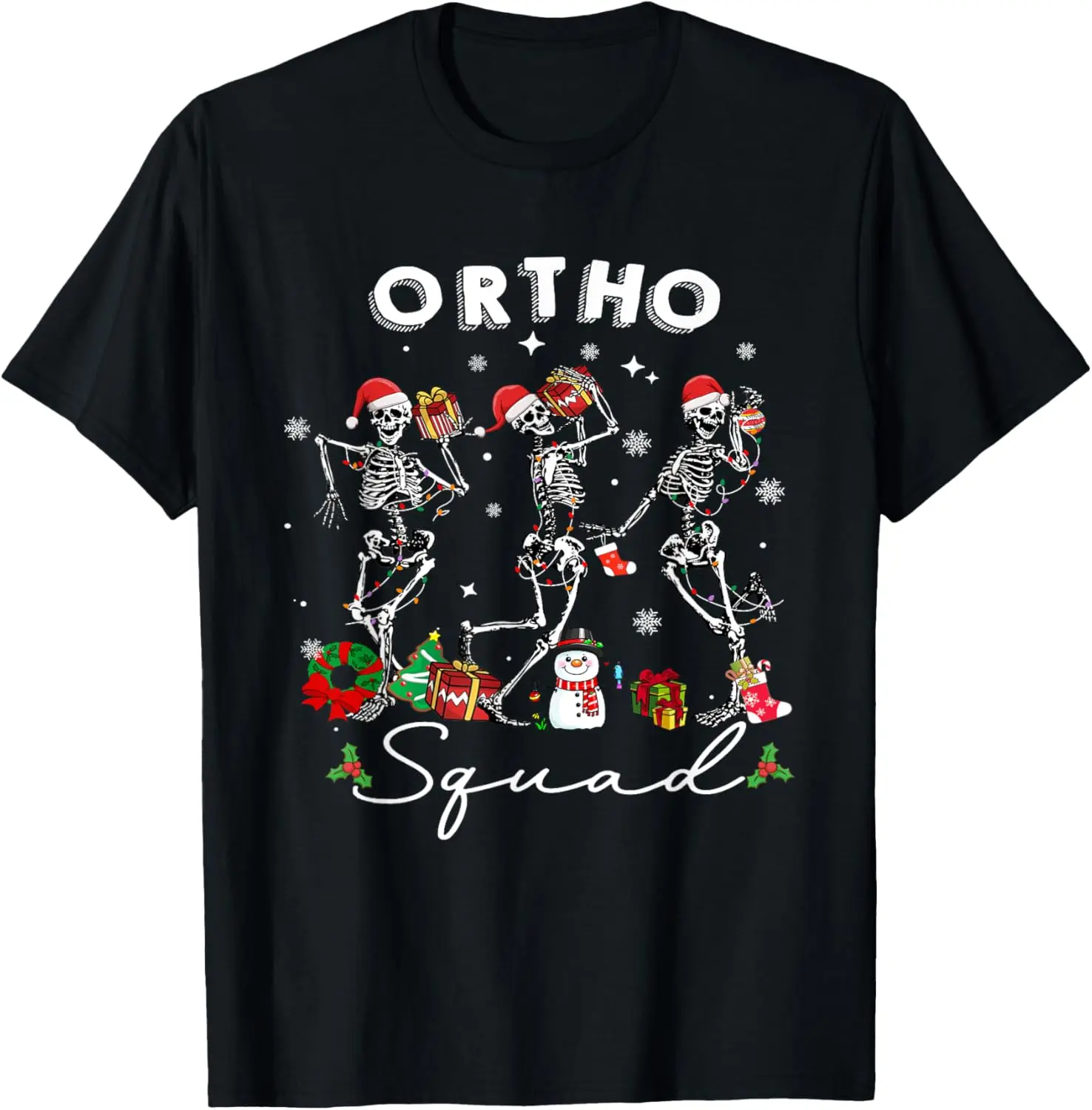 

Ortho Squad Christmas Skeletons Orthopedics Nurse Rn Crew T-Shirt