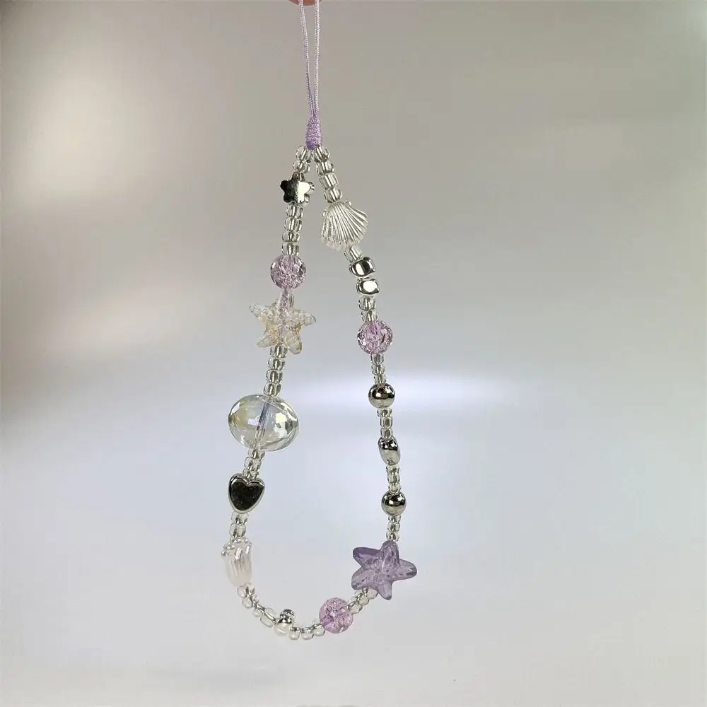 

Y2K Silver Cell Phone Strap Clear Star Hanging Cord Phone Lanyard Pendant Anti-Lost Beads Phone Chain Women Girl