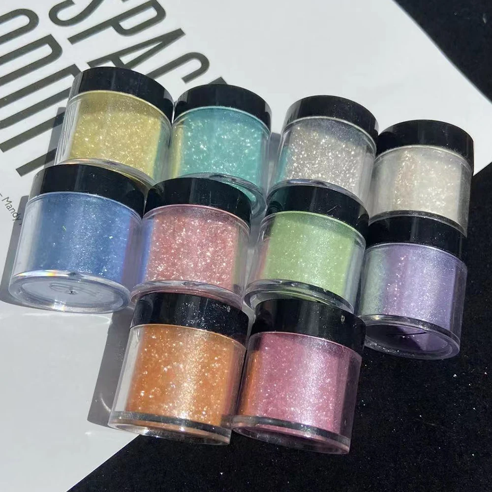 1 Bottle 10g Polarized Opal Nail Powder Aurora Flakes Fragments Manicure DIY Decoration Pigment Multi Colors Nail Dust