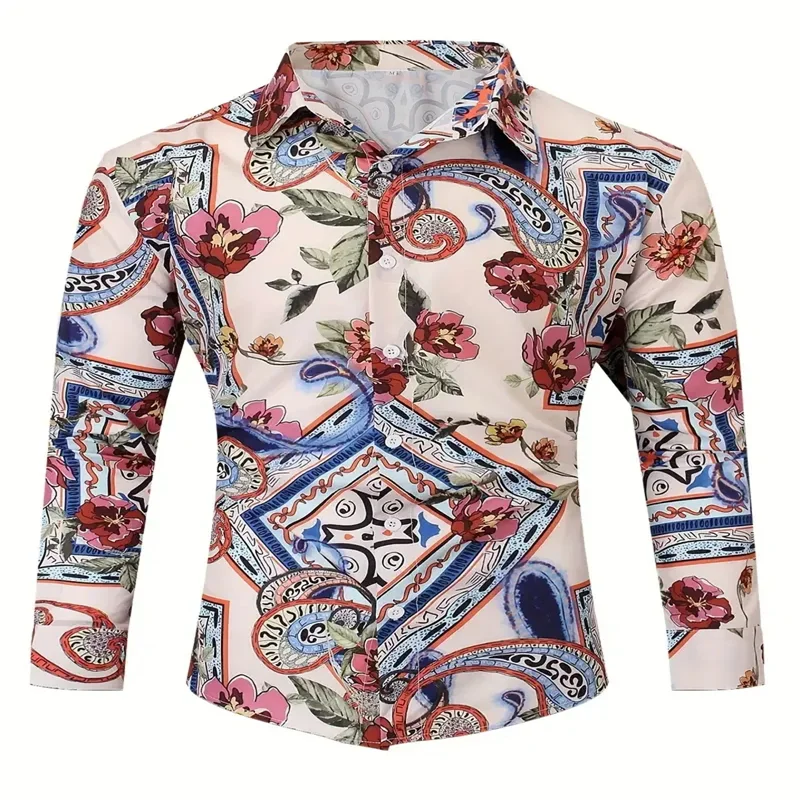 

Men's formal classic design casual button up shirts with various floral styles, suitable for spring and autumn shirts