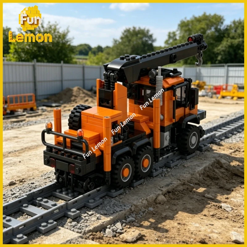 

MOC-258943Modern Railway Service Vehicle Building Block Set, Unimog-Style Railway Crane Model Toy, Gift for Teenagers