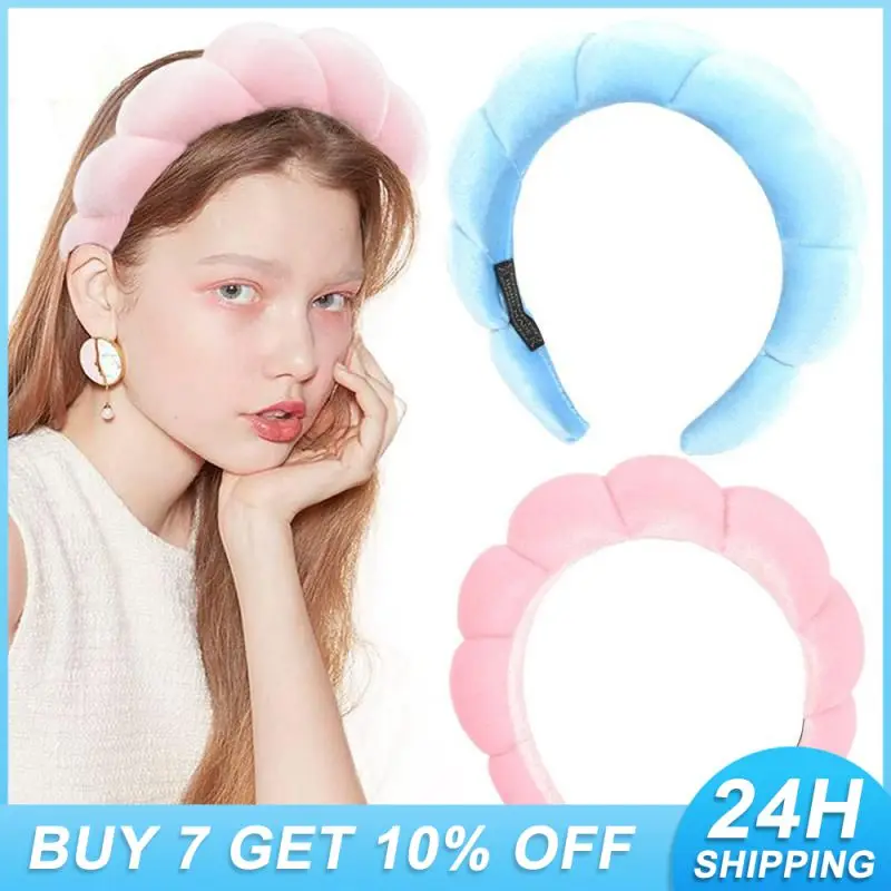 Makeup Headband Puffy Spa Headband Sponge Terry Towel Cloth Fabric Headbands For Women Cute Hair Accessories For Skincare