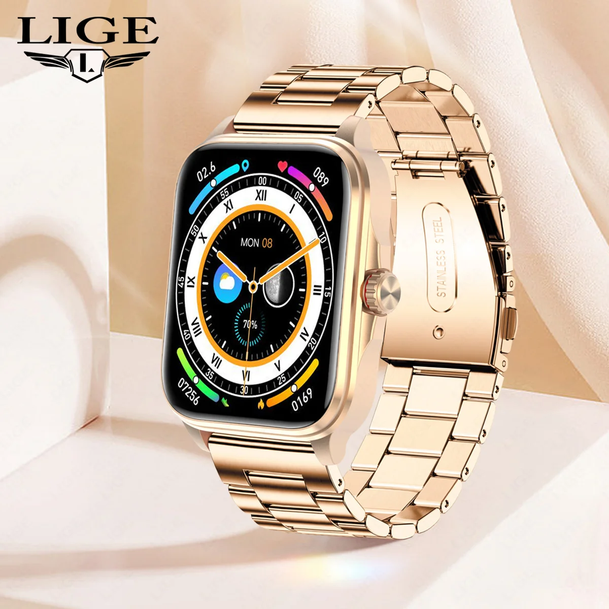 

LIGE Luxury Smart Watch Women Custom Dial Bluetooth Call Men’s Watches Thermometer Health Monitor IP67 Waterproof Smartwatch Men