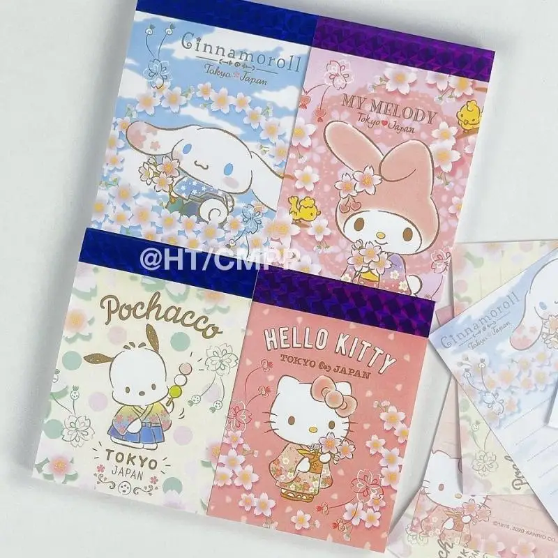 Kawaii Cute Sanrio Mymelody Cinnamoroll Pochacco Notepad Sticky Note Note Paper Portable Ins Girl Christmas Gift For Children