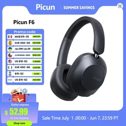 Picun F6 auriculares inalámbricos con cancelación activa de ruido seguimiento de cabeza Audio 3D 40mm auriculares Bluetooth ANC de alta resolución Control por aplicación HIFI